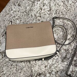Calvin Klein Beige and White Women's Bag